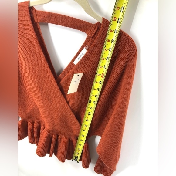 NWT Idem Ditto Rust Batwing Peplum Sweater Ribbed Open Back Top Size Small - Picture 9 of 11